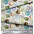 thumbnail image 3 of Soimoi Polyester Crepe Fabric Geometric & Leaves Patchwork Printed Craft Fabric by The Yard 52 Inch Wide, 3 of 3