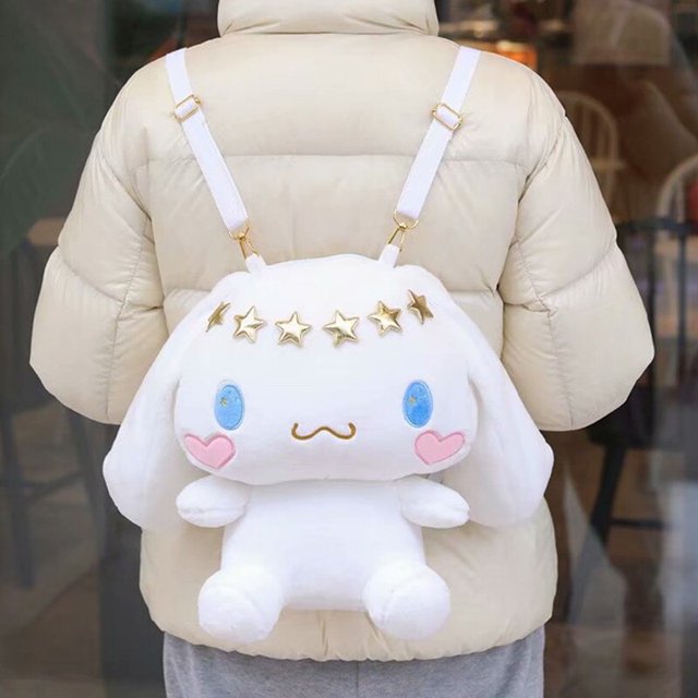 Sanrio-mochila de peluche Kawaii para niñas y niños, morral grande de Anime, My Melody, Cinnamoroll