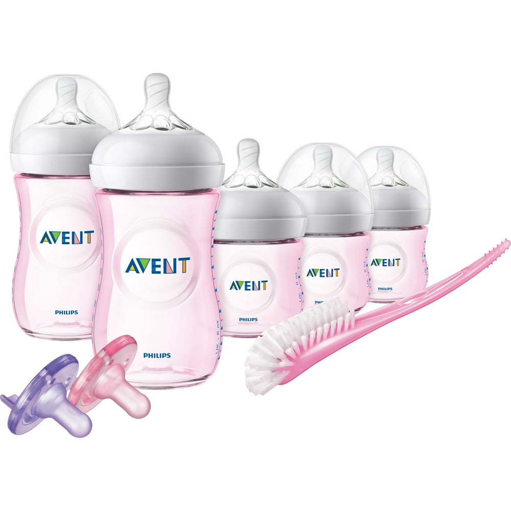 Philips Avent Natural Baby Bottle Pink Gift Set, SCD206/11 - Walmart ...