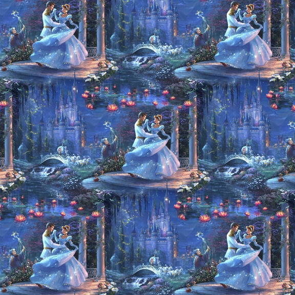 David Textiles 44" x 1 Yard Cotton Thomas Kinkade Dancing in the Stars Precut Fabric, Multicolor