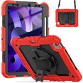 thumbnail image 2 of For iPad Air 5th/4th Generation 10.9 inch 2022/2020 Case, 360 Rotating Shockproof Cover with Stand, Screen Protector, Shoulder Strap, Red, 2 of 7