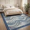 thumbnail image 3 of ODIKA 8'x10' Washable Area Rug Motif Border Sage That Couch Costal Abstract Brushstroke Wave Playful Expressive for King Size Bedroom Under Bed, Master Suite, Non-Shedding, Easy Care, 3 of 7
