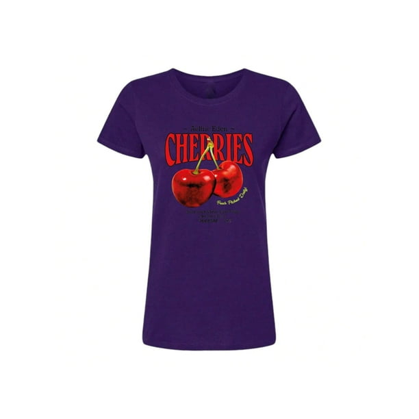 Playera Blusa de Cerezas Aelfric Eden Cherries Color Morado Talla Chica Marca Emil SaEs