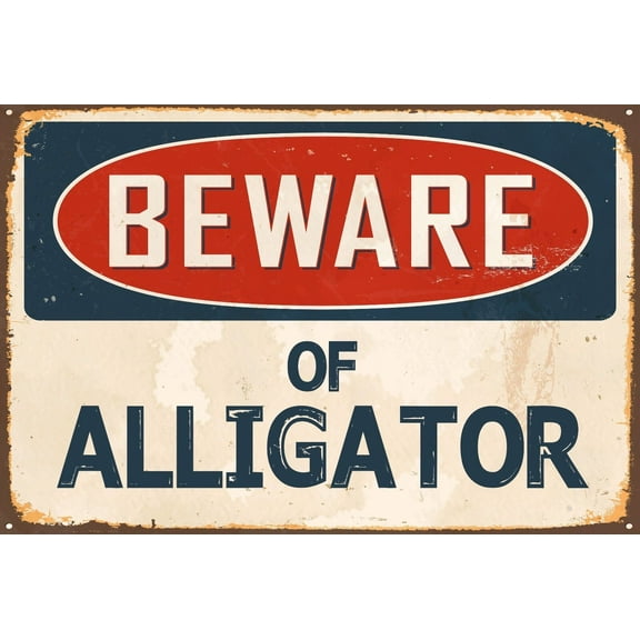 Beware Of Alligator 8” x 12” Vintage Aluminum Retro Metal Sign