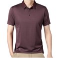 thumbnail image 2 of QUINDOS Short Sleeve Shirts for Men Polo Collared Casual Shirts Moisture Wicking Work Striped Loose T-shirts, 2 of 5