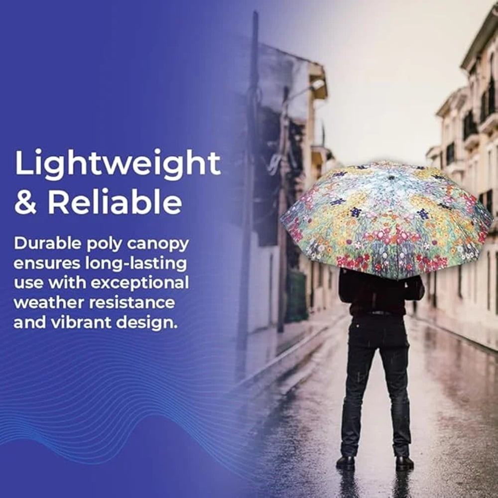 Vibrant Flower Garden Umbrella, 42" Automatic Open and Close Travel Umbrella for Rain, Wind and Sun, Compact, Folding
