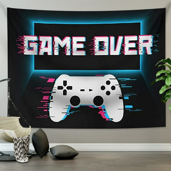 ShenMo Bedroom Decorative Wall Tapestry - Game Over Controller Monitor - 200 x 150 cm Large - Fabric Wallpaper - Tapestry Aesthetic Wall - Panoramic Decoration