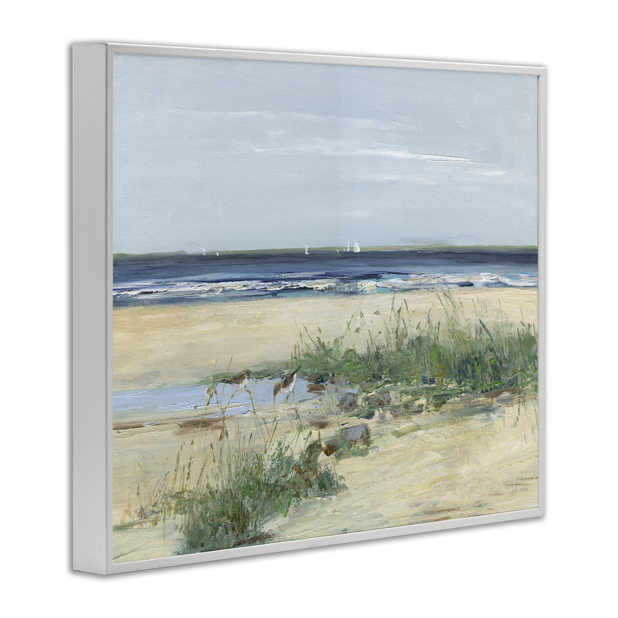Stupell Industries Beach Marsh Sandpipers White Framed Giclee Art, design by Sally Swatland
