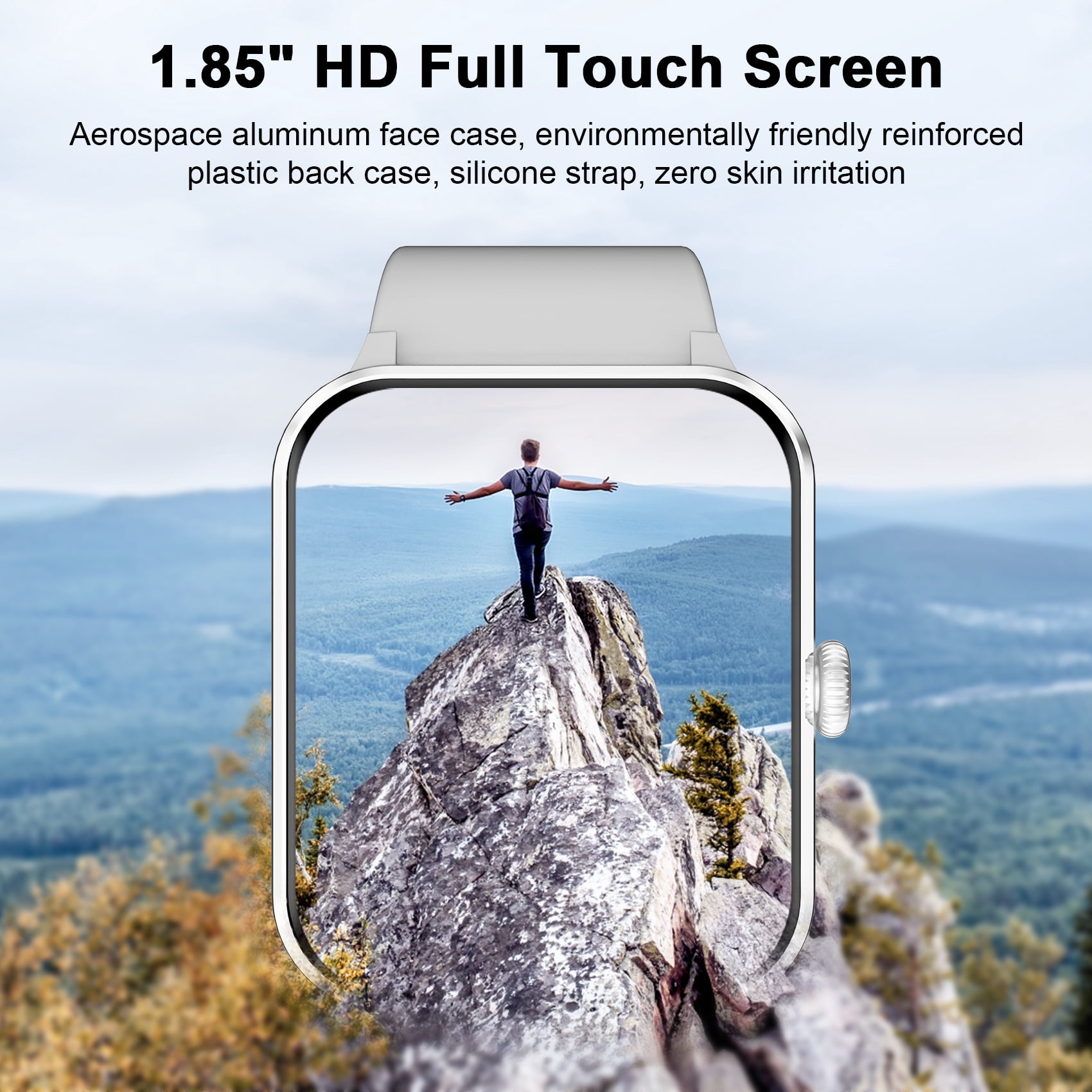 Blackview Smart Watch for Men, Bluetooth Calling, Fitness Tracker with 100+ Sports Modes, 1.85" HD Display, Compatible with Android & iPhone, Gray