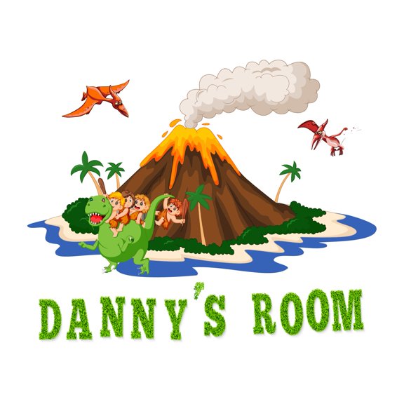 Outdoor Scene Moutain Volcanic EruptionWall Decal Decoration Joyful Cartoon Cartoon Animals Decorating Ideas for Child's Bedroom Size: 10 In(W) x 8 In(H)