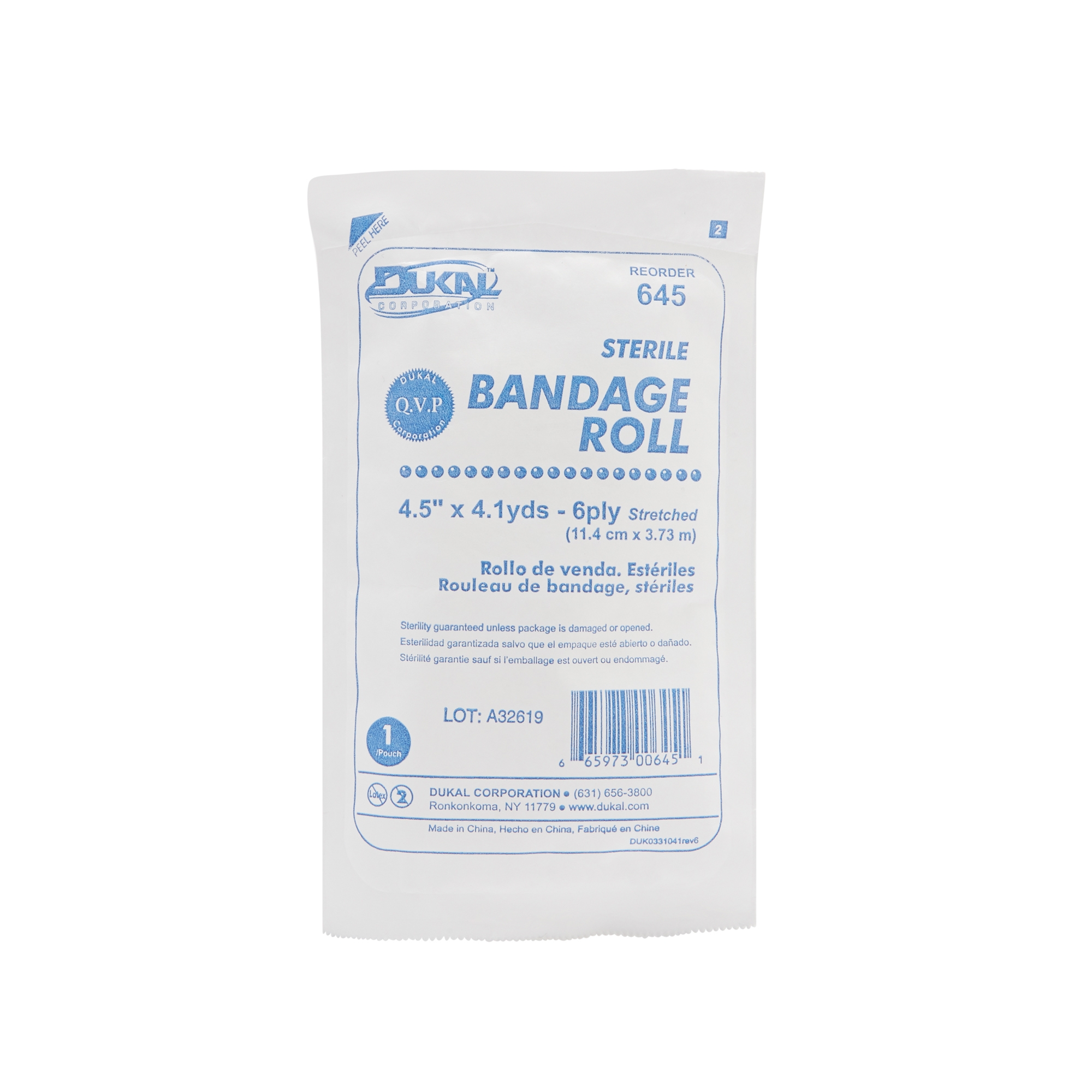 Dukal White Fluff Bandage Roll Sterile 4.5" x 4.1 Yd 645 100 per Case