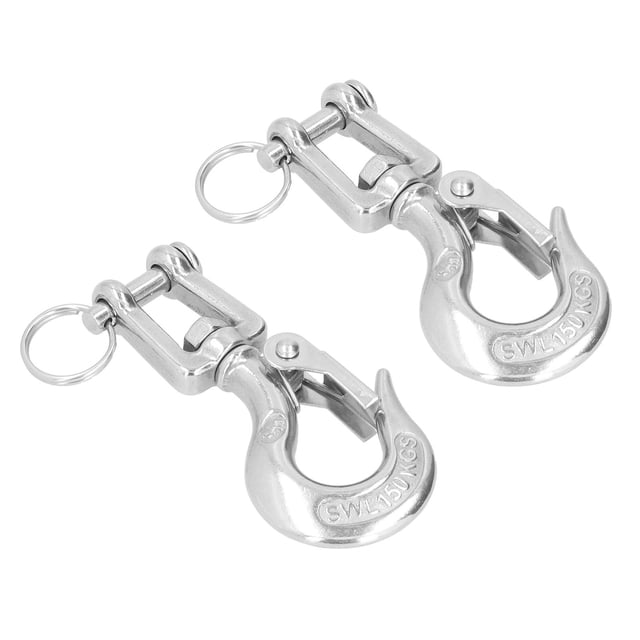 Lifting Clevis Chain Hook, 2Pcs Lifting Clevis Chain Hook, 304 Stainless Steel Rigging Accessory With Latch For Engineering Cranes, Grab Hooks