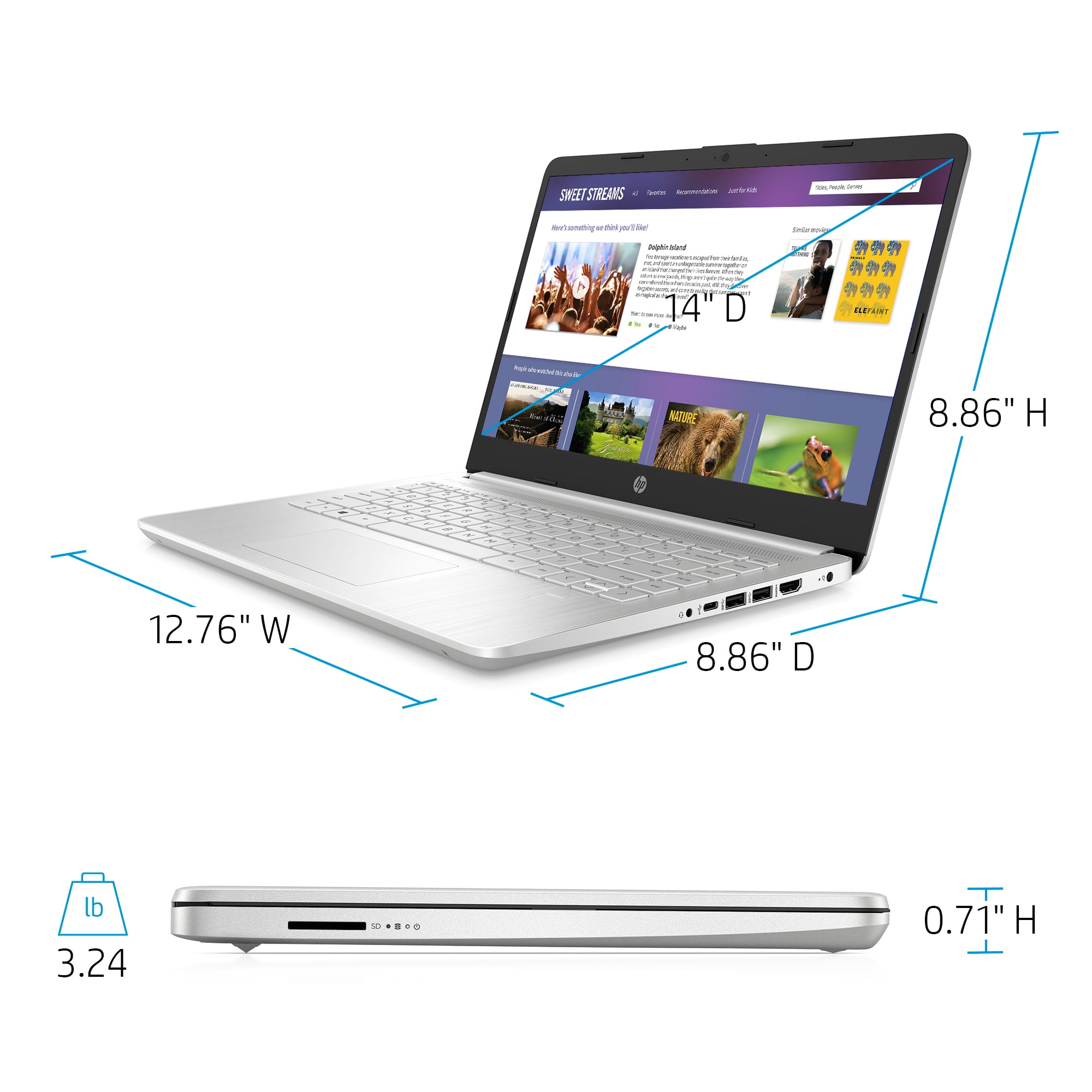 HP 14" I3 4GB/256GB LAPTOP- SILVER