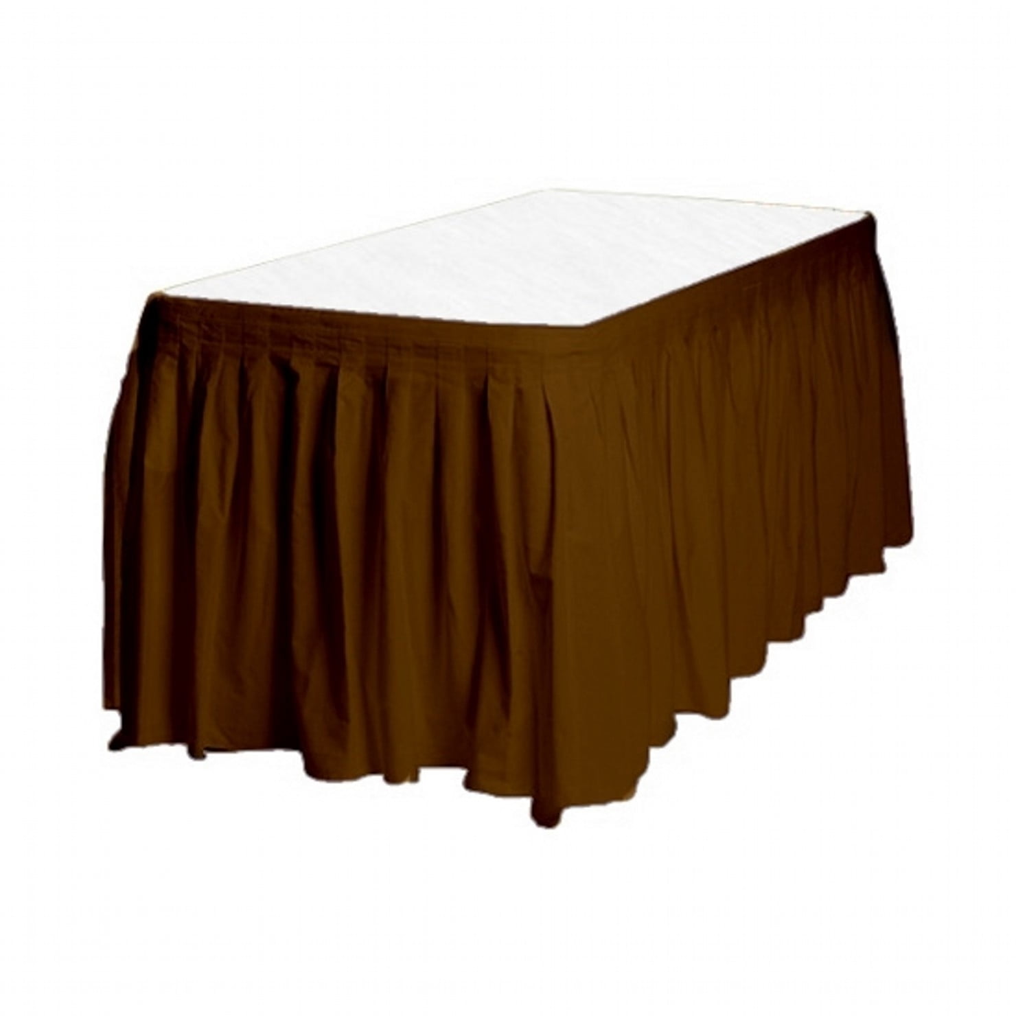2 Plastic Table Skirts 13' X 29" Streches19' Brown