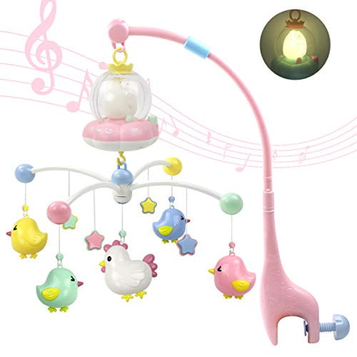 TILLYOU Baby Crib Mobiles for Boys with Hanging Rotating Rattles Nursery Décor Toys Shower Gifts for Newborns Blue Mobile for Crib Boy with Music Box 12 lullabies Infants Grandson 0-24 Months 