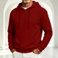 thumbnail image 3 of Resicozy Hoodies for Men Long Sleeve Solid Color Hooded Sweatshirts Casual Fall Spring Track Jackets with Pocket Wine L, 3 of 6