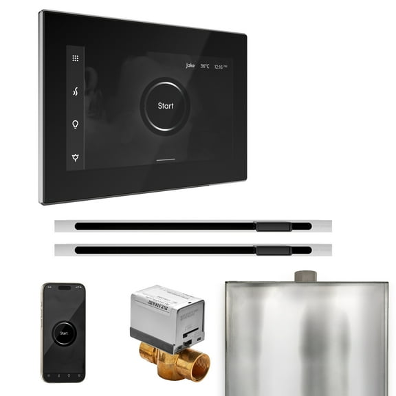 Mr Steam XButler Max Steam Shower Pkg w/iSteamX Control and Linear Steamhead in Blk Polished Chrome