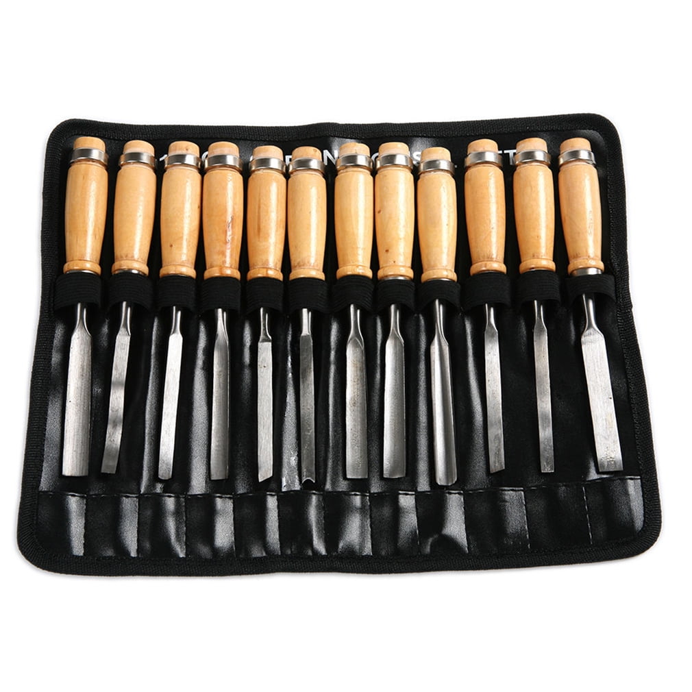 Professional 12pcs Wood Carving Hand Chisel Knife Woodworking Tool Set by