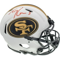 Trey Lance Autographed San Francisco 49ers Lunar Eclipse White Full Size Authentic Speed Helmet Beckett BAS QR 194743