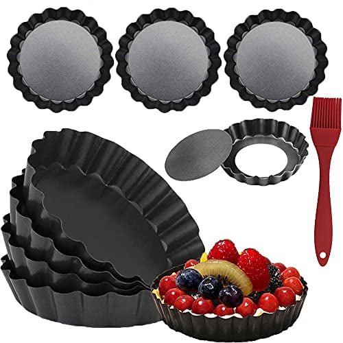 DATANYA 8 Pack Mini Tart Pans 4 Inch with Removable Bottom Round Nonstick Quiche Pan, Heavy Duty