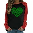 thumbnail image 1 of QIPOPIQ T-Shirts à Manches Longues à Col Rond pour Femmes T-Shirts de la Saint-Patrick T-Shirt Imprimé Trèfle de Printemps T-Shirt Vert Porte-Bonheur T-Shirts de la Saint-Patrick Tuniques Patchwork Hauts Chemises de Fête Aubaines, 1 of 4