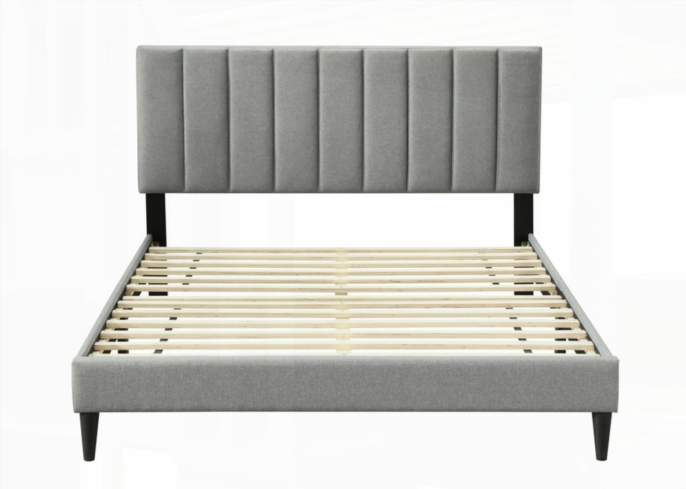 King Size Metal Platform Bed Frame No Box Spring Gray for Master Bedroom