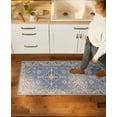 thumbnail image 3 of TOWN & COUNTRY LUXE Livie Forever Vintage Everwash® Washable Multi-Use Decorative Rug with Non-Slip Backing, Blue/Ivory, 24"x72", 3 of 10