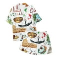 thumbnail image 4 of Bibifish Womens Pajama Sets Italy Themed Short Sleeve Sleepwear Sets Food & Graphic Printed Button Down Top With Shorts 2 Piece Stylish Cozy Nightwear Sets, 4 of 5