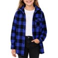 thumbnail image 2 of Tiijoy Girls Plaid Hooded Wool Blend Shacket Button-Down Shirt Jacket, Blue, Sizes 4-13, 2 of 5