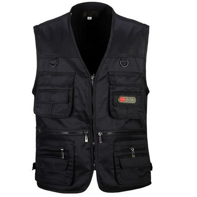 Outdoor Photo Fishing Sleeveless Hunting Zip Jacket Multi-pockets XXXL
