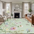 thumbnail image 2 of Flower Green Large Area Rugs for Bedroom Living Room, Soft Non Slip Carpet Bedside Rug, Blue Pink Daisy Wildflower Floral Botanical Rectangle Floor Cover Kitchen Accent Rug 6'x9' for Office, 2 of 9