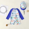 thumbnail image 4 of Lopecy-Sta Toddler Long Sleeve Swimsuit One Piece Swimsuit Shark Long Sleeve Zip Up Bathing Suit with Sun Cap Infant Rash Guard Swimwear, 4 of 9
