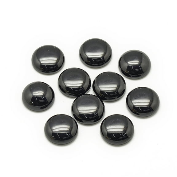 50pcs Black Stone Cabochons Half Round/Dome 8x4mm