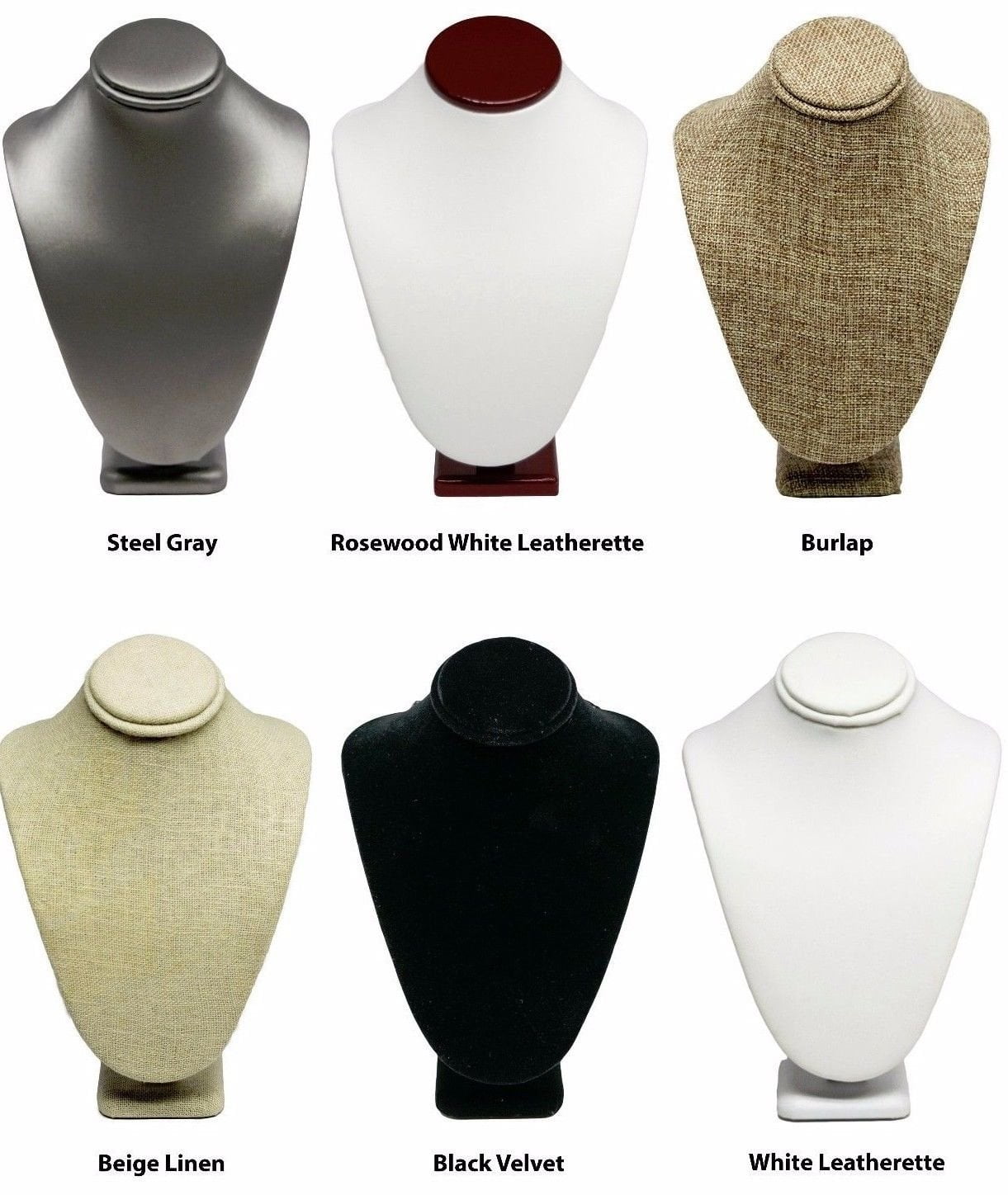 Details about   8" Tall Wide White Leatherette Jewelry Necklace Display Bust 