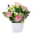 thumbnail image 2 of Flmtop European Style Tea Rose Artificial Flower Pot Bonsai Garden Table Room Decor, 2 of 7