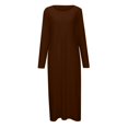 thumbnail image 5 of Dpytoraw Women's Casual Versatile Solid Color Loose Round Neck Long Sleeve Dress Women’s Ruffled Tiered Midi Dress, 5 of 5