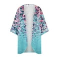 thumbnail image 4 of Cyber&Monday Deals Dyegold Women's Beach Kimono Coverup Sheer Chiffon Cover Ups Casual Loose 3/4 Sleeve Floral Open Front Boho Cardigan Tops, 4 of 5