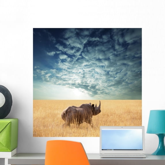 Rhino Wall Mural by Wallmonkeys Peel and Stick Graphic (24 in H x 24 in W) WM158927
