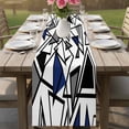 thumbnail image 4 of Navy Blue Black Geometric Table Runner 36 Inches, Abstract Art Modern Line Bed Runner Dresser Scarves Tabletop for Indoor Outdoor Parties/Ceremony/Banquet, 13"x 36", 4 of 8