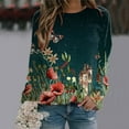 thumbnail image 3 of Goindgs Sweatshirt Womens Floral Print Oversized Sweatshirts Round Neck Long Sleeve Hoodies Shirts Multicolor Raglan Basic Women's Tees Fall Fashion Green XL, 3 of 4