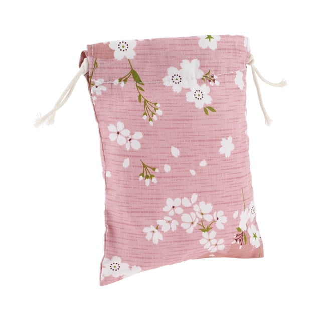 1 Pc Bolsa de Cosméticos para Mujeres Duradera con Cierre de Cuerda de Flores de Cerezo para Viajes de Algodón Rosa