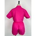 thumbnail image 5 of Fashionable items in the wardrobe Women's 2 Piece Short Sleeve Shirt and Shorts Set, Casual Summer Outfit with Elastic Waist Shorts, 5 of 6