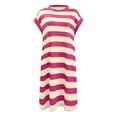 thumbnail image 6 of Dresses for Women Striped Summer Dresses 2024 Crewneck Cap Sleeve Color Block Casual A Line Tshirt Dress with Pockets, 6 of 7