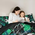 thumbnail image 5 of Castle Fairy Sport Gamer Soccer Bedding Comforter Set 2pcs for Boys Girls,Graffiti Splash Twin Comforter Sets Microfiber,Abstract Geometric Honeycomb Breathable Bedding Set,Microfiber Bedroom Decor, 5 of 8