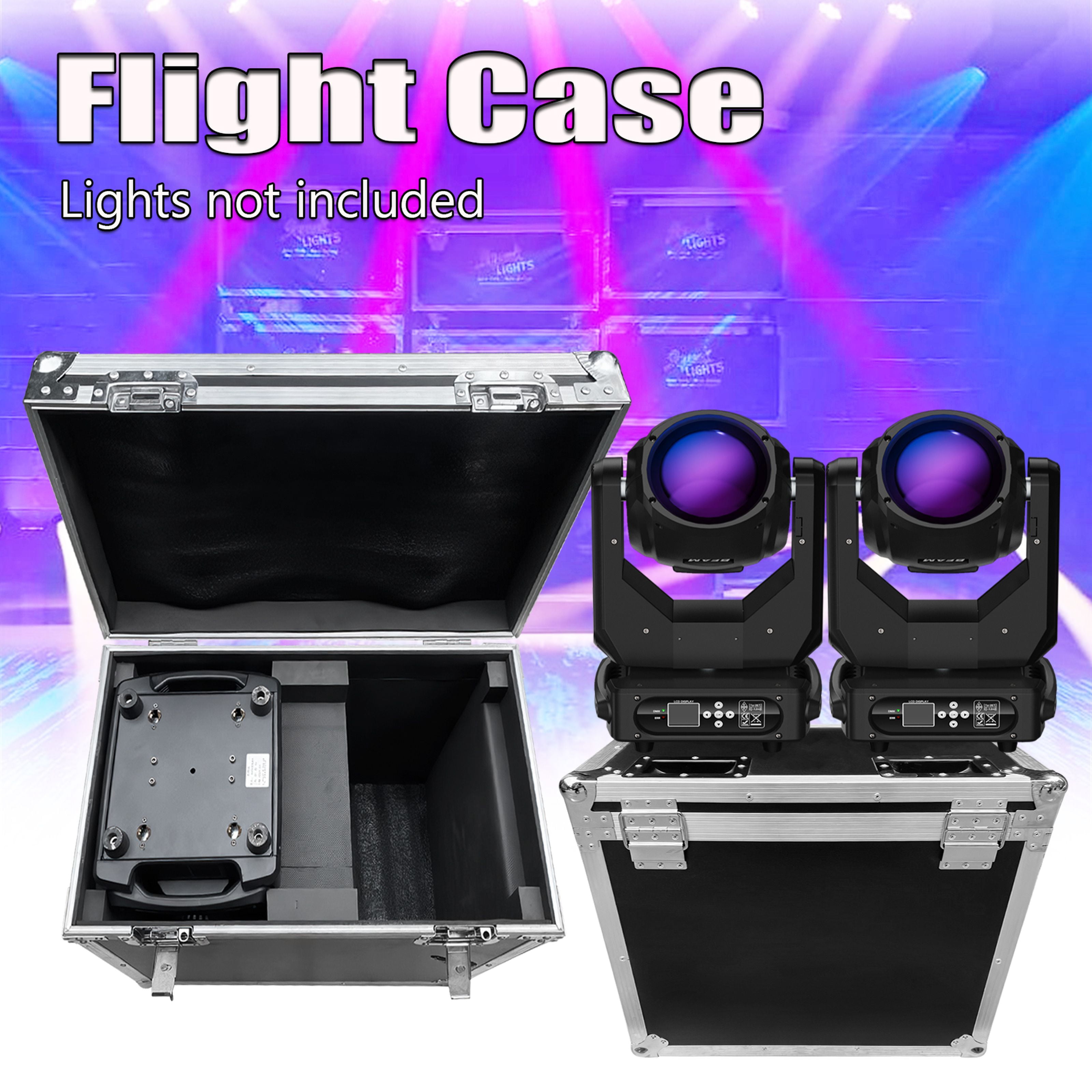 1PC Flightcase for 2pc 380W 10R Moving Head Light Stage Light DJ Disco Bar Party Stage Lighting Equipment for Halloween, Thanksgiving, and Christmas,DJ Controller Gator Cases