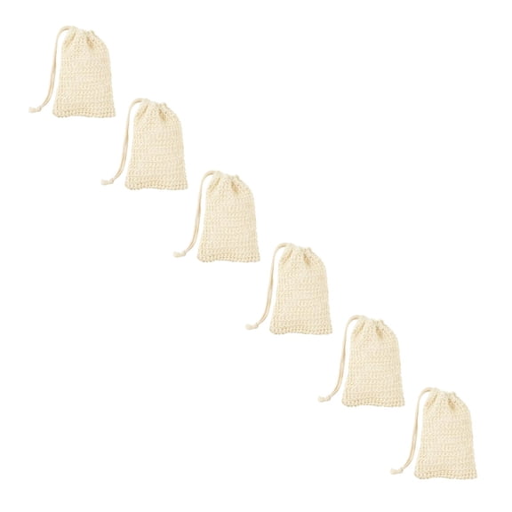 Soap Bag, 6 Pack Bar Saver Pouch, Sisal Soap Saver Bag Mesh for Exfoliating, Shower, Scrubber
