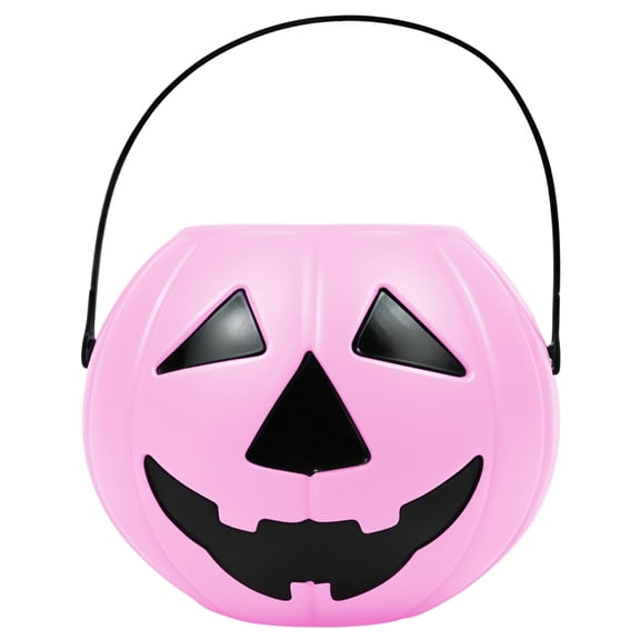 Halloween Pumpkin Candy Bucket with Handle for Trick or Treat, Large Jack Lantern Pail for Kids Party Favors and Spooky Decor(Purple,17cm)