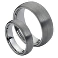 thumbnail image 1 of For Him & Her 8MM/6MM Tungsten Carbide Black Brushed Finish Pipe Cut Wedding Band Ring Set, 1 of 4