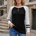 thumbnail image 2 of hotojiny Long Sleeve Shirts for Women Lightweight Sweaters Fall Outfits Color Block Winter Clothing Dressy Casual Pullover(Black,Medium), 2 of 5
