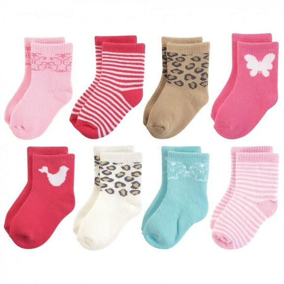 Luvable Friends Baby Girl Fun Essential Socks, Whimsical, 0-6 Months
